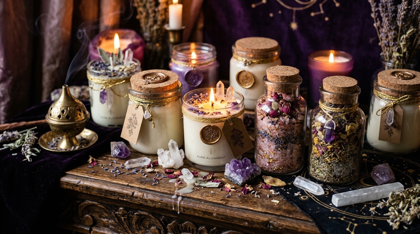Colección Alquímica de Velas Intencionadas y Sales de Baño Sagradas - Amy Alma Tarot